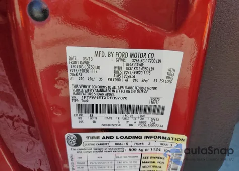 2013 Ford F150 Supercrew z USA, uszkodzony, nr VIN 1FTFW1ETXDFB97070